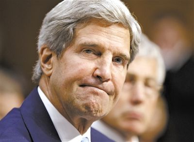 3日，克里在參院聽證會(huì)上。