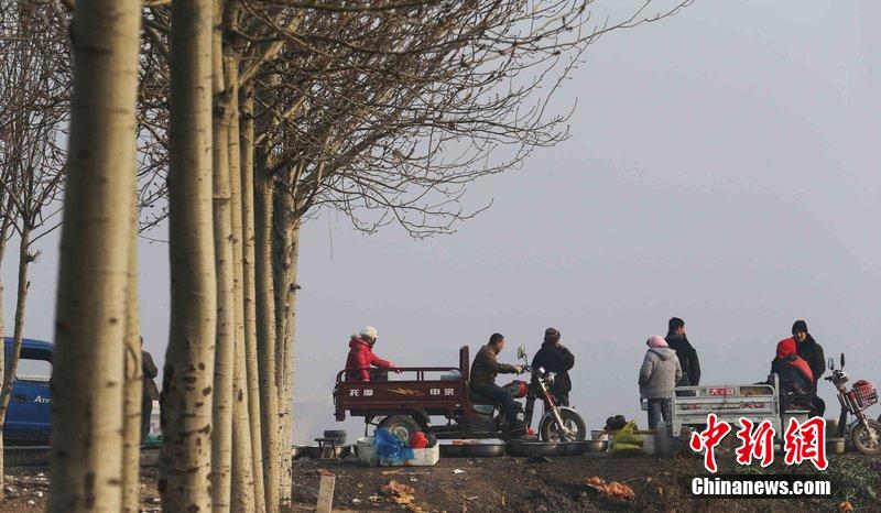 圖為12月1日，104國道靜?？h城附近，104國道靜海縣城附近，高速旁邊形成的黑市。田寶希 攝 圖片