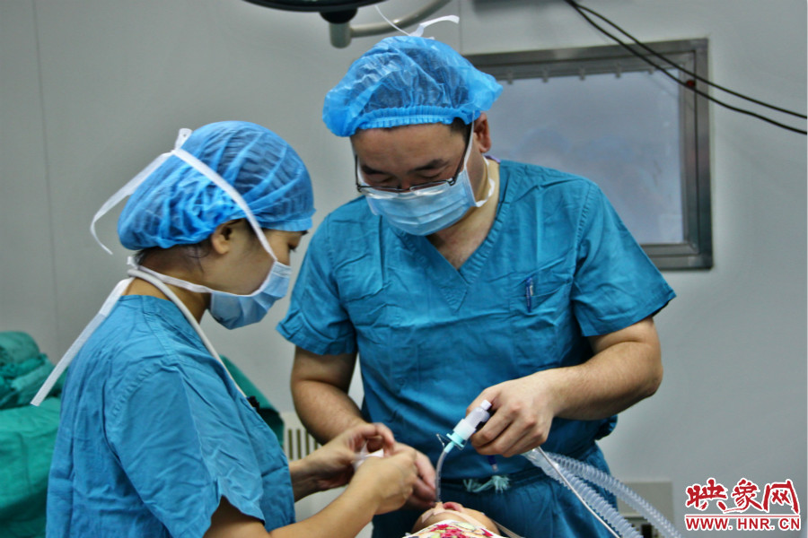 醫(yī)生正在對小龍進行麻醉后的觀察。