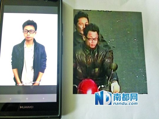 叉車司機(jī)肖東。飛車搶奪嫌疑人(戴眼鏡者)。