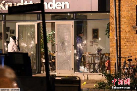 圖為丹麥咖啡館槍擊案現(xiàn)場。
