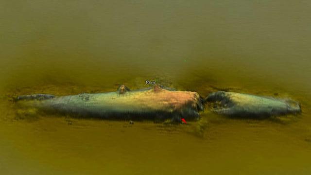 圖為U-78潛艇的聲納掃描圖。