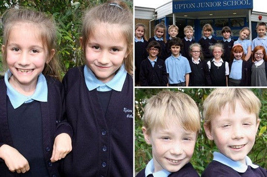 英國又有7對雙胞胎進(jìn)入了同一所小學(xué)，讓人看花了眼。