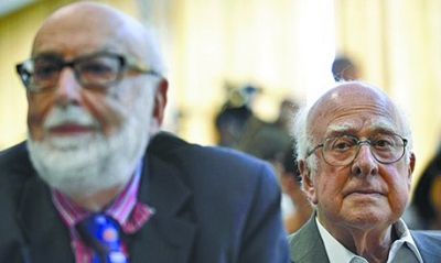 比利時(shí)科學(xué)家恩勒特（左）和英國(guó)科學(xué)家希格斯（右）有望獲得諾貝爾物理學(xué)獎(jiǎng)。