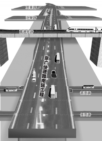 在與南四環(huán)交叉口設(shè)置全互通立交，跨越豫一路、中州大道后和繞城高速銜接，在中州大道和繞城高速建設(shè)組合立